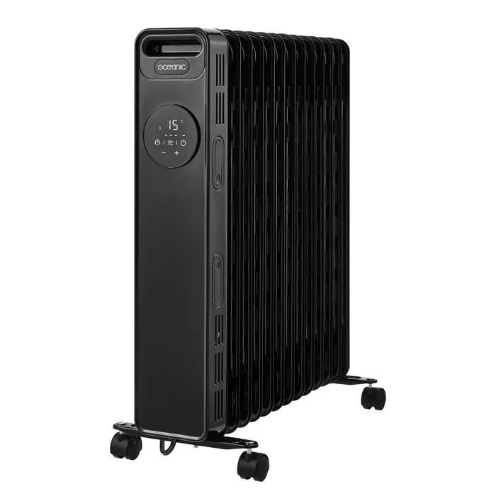 Oceanic Radiador eléctrico de baño de aceite 2500W, 13 elementos, Termostato electrónico, Mando a distancia, Temporizador 24H, Seguridad antivuelco, Negro Oceanic Radiador eléctrico de baño de aceite 2500W, 13 elementos, Termostato electrónico, Mando a distancia, Temporizador 24H, Seguridad antivuelco, Negro
