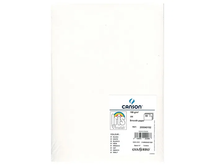 Guarro Cartulina Blanca 185 g, Paquete de 50 Hojas A4, Para Dibujo y Manualidades, Certificado FSC