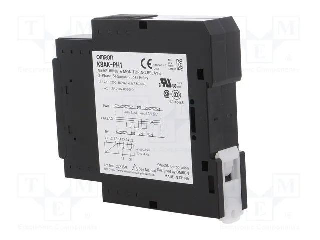 OMRON K8AK-PH Relé de monitorización de tensión trifásica DPDT