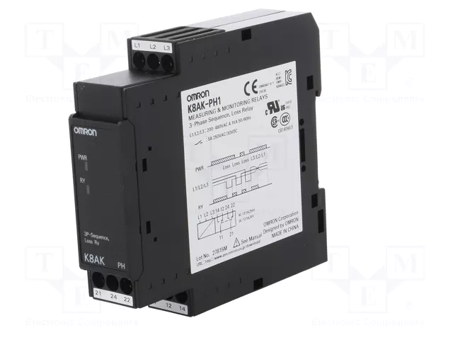 OMRON K8AK-PH Relé de monitorización de tensión trifásica DPDT