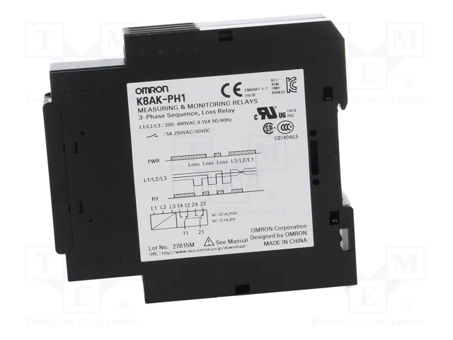 OMRON K8AK-PH Relé de monitorización de tensión trifásica DPDT