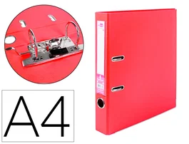 Liderpapel Archivador de Palanca A4 Documenta Forrado PVC Rado con Compresor Metálico Lomo 52mm Rojo