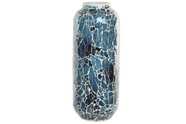 DKD Home Decor Lámpara de Sobremesa de Cristal Azul Craquelado 17x17x44 cm