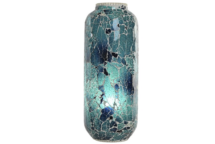 DKD Home Decor Lámpara de Sobremesa de Cristal Azul Craquelado 17x17x44 cm
