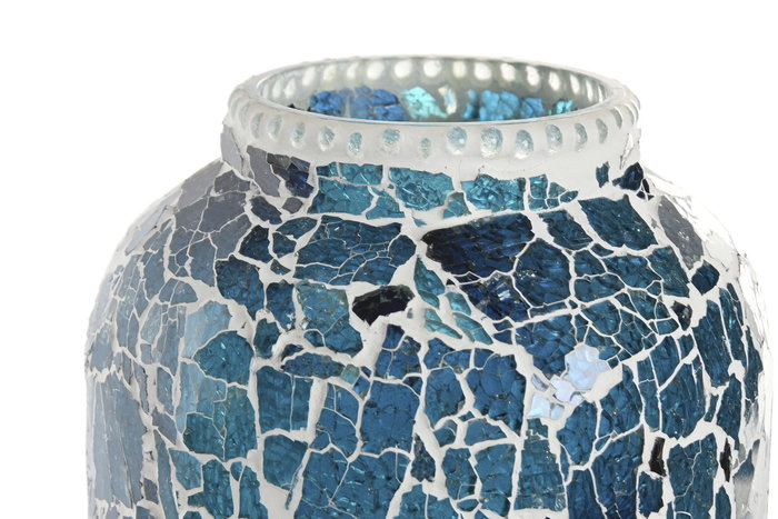 DKD Home Decor Lámpara de Sobremesa de Cristal Azul Craquelado 17x17x44 cm