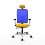 PIQUERAS Y CRESPO Silla de oficina Motilla con mecanismo Sincro/Traslack Amarillo y Azul