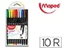 Maped Rotuladores Graph'Peps Fine Liner de Punta de Metal 0.4 mm, Colores Surtidos, Estuche de 10 Unidades