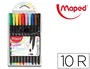Maped Rotuladores Graph'Peps Fine Liner de Punta de Metal 0.4 mm, Colores Surtidos, Estuche de 10 Unidades