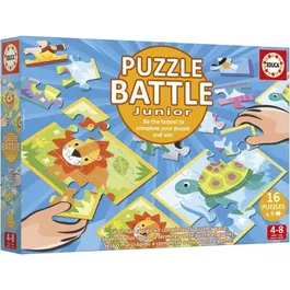 Educa Puzzle Battle Jr Animales EDU1747456973337 - 16 Puzzles de 9 Piezas Cada Uno - Para Niños a partir de 4 Años