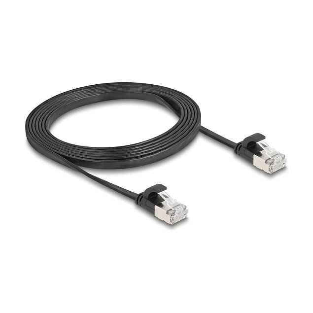 DeLOCK 81165 Cable de parcheo RJ45 plano Cat.6A U/FTP 2 m Negro