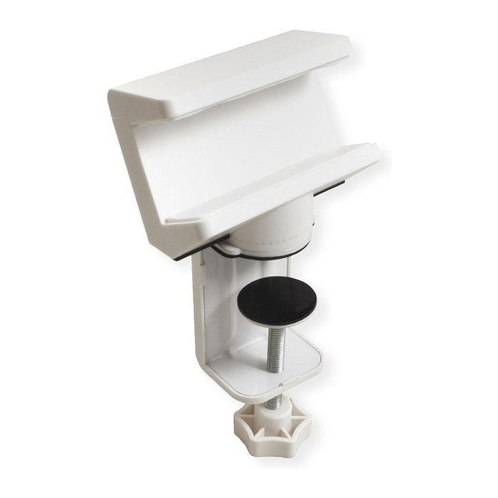 VALUE 19.99.3231 Abrazadera de Escritorio Giratoria 360 para Regleta, Soporte Pasivo con Gestión de Cables, Blanco, 100 x 172 x 61 mm