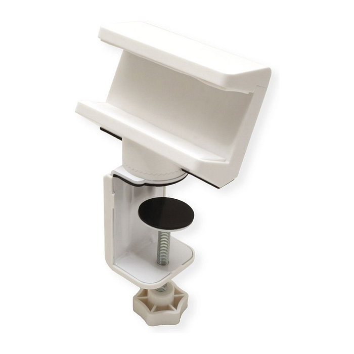 VALUE 19.99.3231 Abrazadera de Escritorio Giratoria 360 para Regleta, Soporte Pasivo con Gestión de Cables, Blanco, 100 x 172 x 61 mm