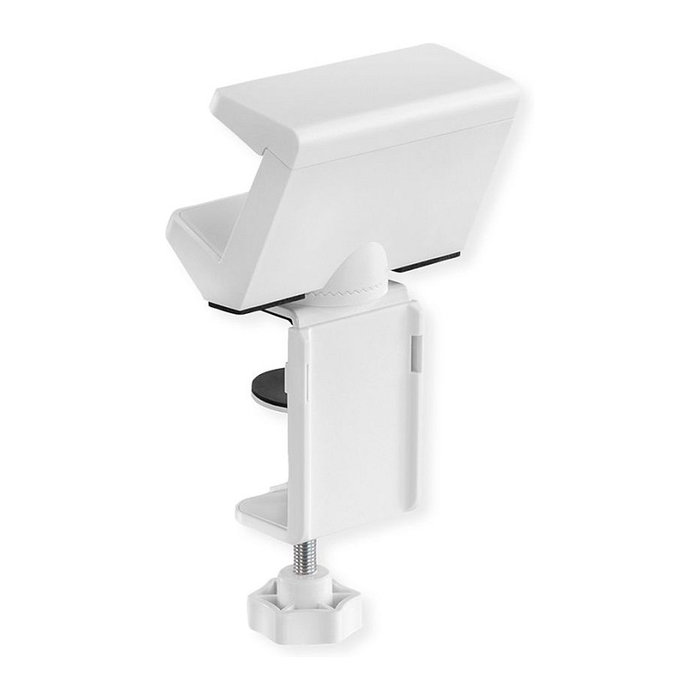 VALUE 19.99.3231 Abrazadera de Escritorio Giratoria 360 para Regleta, Soporte Pasivo con Gestión de Cables, Blanco, 100 x 172 x 61 mm