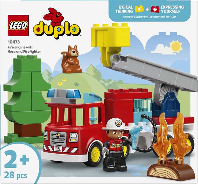 Lego - Juego de Construcción Camión de Bomberos Duplo con Manguera y Figuras de Bomberos, Juguete para niños a partir de 18 meses