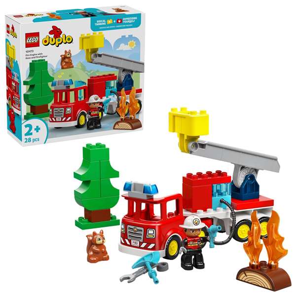 Lego - Juego de Construcción Camión de Bomberos Duplo con Manguera y Figuras de Bomberos, Juguete para niños a partir de 18 meses