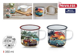 Privilege Mug Esmaltada Blanca Car 350 ml (10.3 cm x 8.9 cm x 7.9 cm) (24 Unidades)