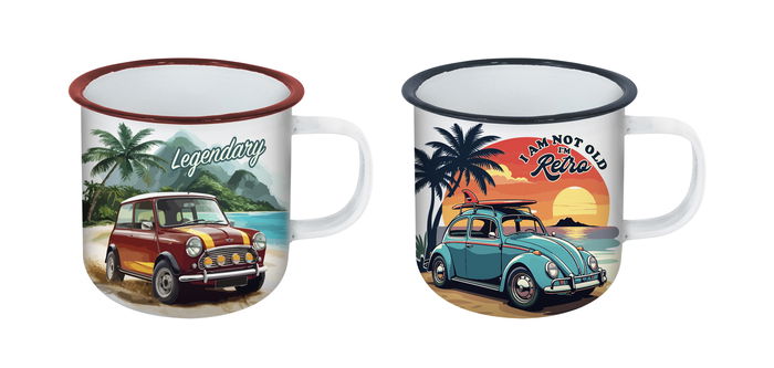 Privilege Mug Esmaltada Blanca Car 350 ml (10.3 cm x 8.9 cm x 7.9 cm) (24 Unidades)