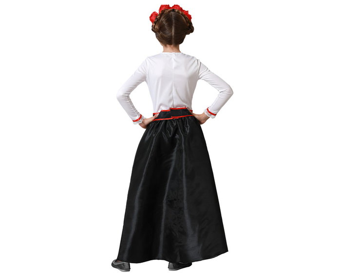 Halloween Disfraz de Catrina Esqueleto con Vestido y Rosas para Niña 5-6 Años - Traje Día de Muertos Infantil