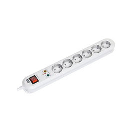 Bachmann Protector contra Sobretensiones 6 Tomas CEE7/3, 1 Interruptor, 1,5 m, 250 V, 3600 W, Blanco