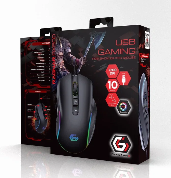 Gembird MUSG-RAGNAR-RX500 Ratón Gaming 12 Botones Negro