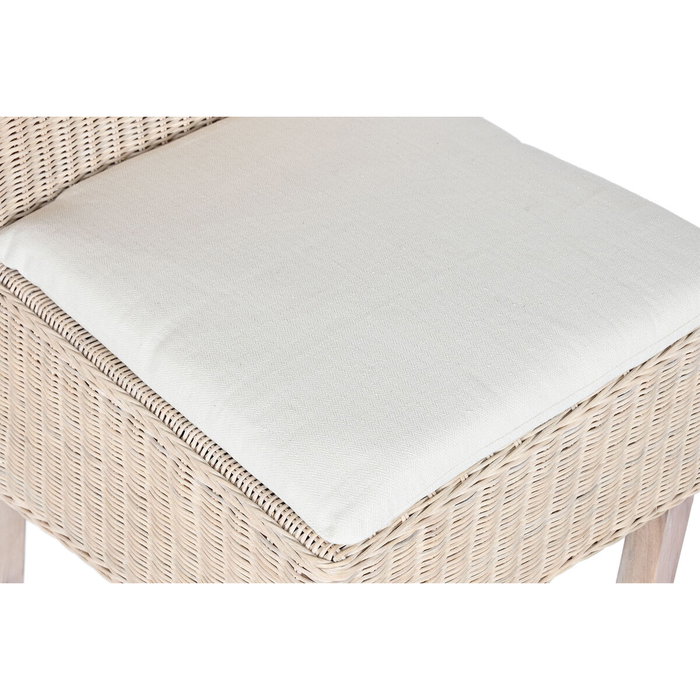 DKD Home Decor Silla de Mimbre y Mango con Cojín Blanco DKD Home Decor Silla de Mimbre y Mango con Cojín Blanco