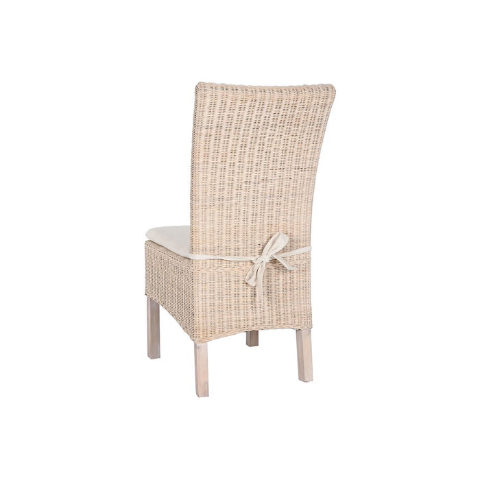 DKD Home Decor Silla de Mimbre y Mango con Cojín Blanco DKD Home Decor Silla de Mimbre y Mango con Cojín Blanco