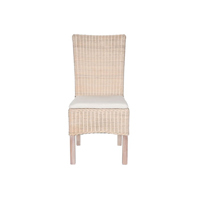 DKD Home Decor Silla de Mimbre y Mango con Cojín Blanco DKD Home Decor Silla de Mimbre y Mango con Cojín Blanco