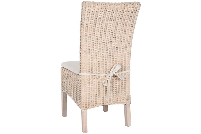 DKD Home Decor Silla Indonesia 1c24 Ratán y Madera Mango Blanco Crudo 55 x 100 x 50 cm con Cojín