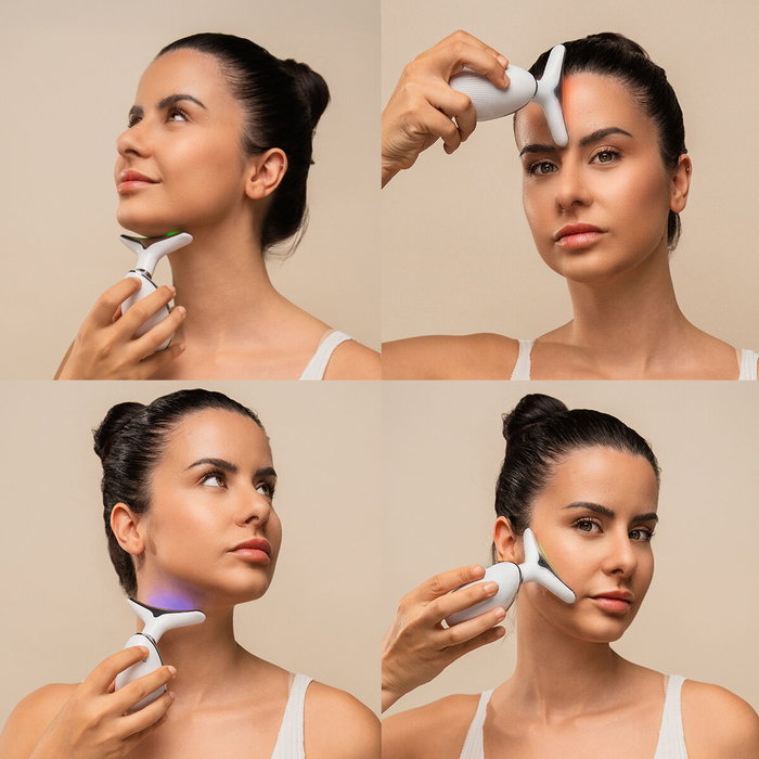 Pack Masajeador Facial Reafirmante con LED, EMS y Calor y Sérum Facial Rice Joyboost 30 ml InnovaGoods