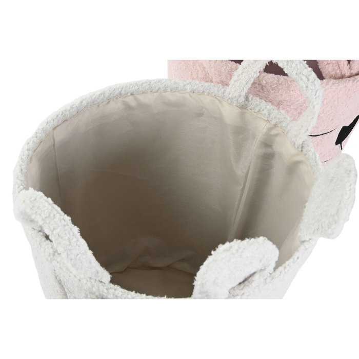 DKD Home Decor Set de 3 Cestas de Poliéster en Colores Beige, Marrón y Rosa