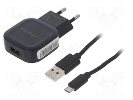 Qoltec Cargador de red 12W con puerto USB y cable Micro USB