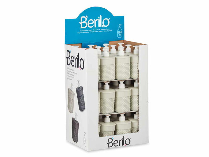 Berilo Dosificador de Baño Plástico Beige 580 ML 9x16.5x9 cm (Set de 36)