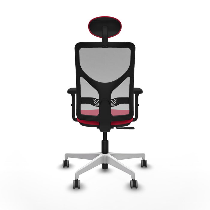 PIQUERAS Y CRESPO Silla de oficina Motilla con mecanismo Sincro, Tela Roja y Malla Gris