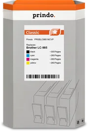 Prindo Classic Multipack Negro, Cian, Magenta y Amarillo compatible con Brother LC-985
