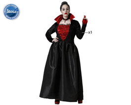 Atosa Disfraz de Vampiresa Negra con Escote Rojo para Mujer Adulta XXL