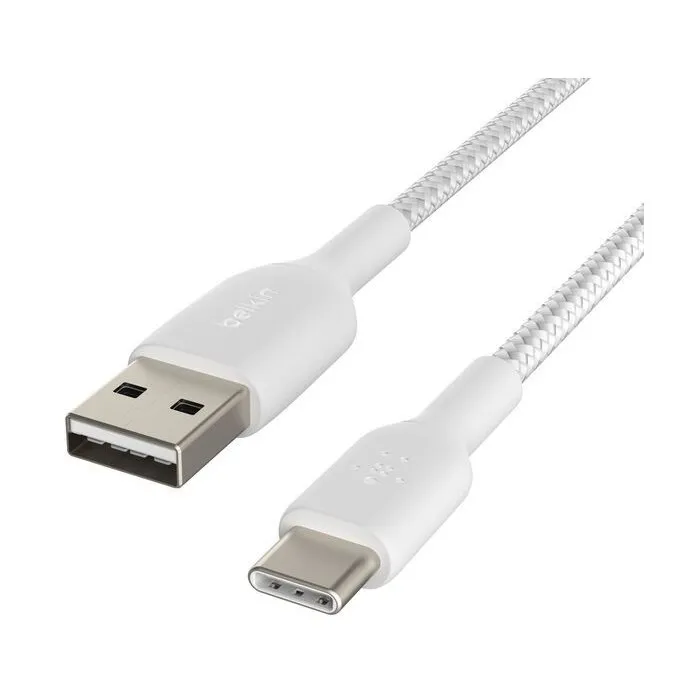 Belkin Cable USB-C a USB-A Trenzado 0.15 m Blanco BEL0745883788552 Belkin Cable USB-C a USB-A Trenzado 0.15 m Blanco BEL0745883788552