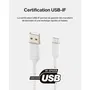 Belkin Cable USB-C a USB-A Trenzado 0.15 m Blanco BEL0745883788552