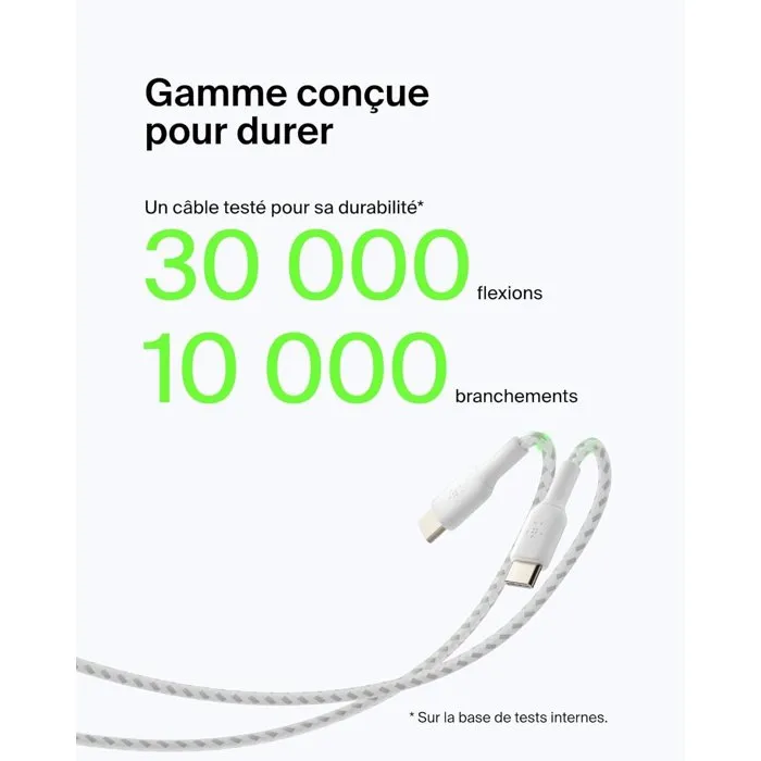 Belkin Cable USB-C a USB-A Trenzado 0.15 m Blanco BEL0745883788552 Belkin Cable USB-C a USB-A Trenzado 0.15 m Blanco BEL0745883788552