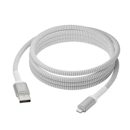 Dbramante1928 CB25ALGR7119 - Cable de Carga Lightning a USB A Macho, 2.5 m, Blanco, Trenzado, 480 Mbit/s, Fabricado con 100% Plástico Reciclado