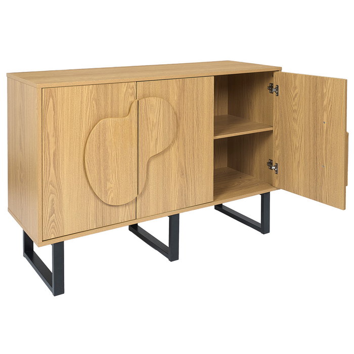 Home Deco Factory Aparador Contemporain 3 Puertas, 3 puertas, estructura de MDF y paneles de partículas con patas de hierro, Mueble de almacenaje