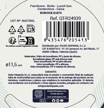 Quttin Fiambrera Redonda con Tapa Hermética sin Válvula 11.5 cm 200 cc (12 Unidades)