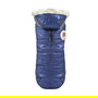 Nayeco Chaqueta con Capucha para Perros Planet Azul, Abrigo Impermeable con Borreguito Interior y Ojal Correa 35 cm