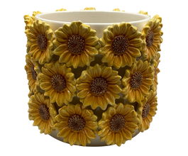 DKD Home Decor Macetero Shabby Amarillo Blanco Cerámica 18 x 18 x 16 cm (4 Unidades)