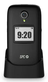 SPC Polaris - Teléfono móvil senior 4G con botón SOS, pantalla doble interior 2.8", app SPC Care de control remoto, compatible audífonos, negro, concha, base de carga incluida