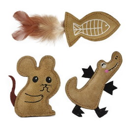 Nayeco Rustic Animals Pack de 3 Juguetes con Catnip para Gatos