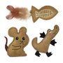 Nayeco Rustic Animals Pack de 3 Juguetes con Catnip para Gatos