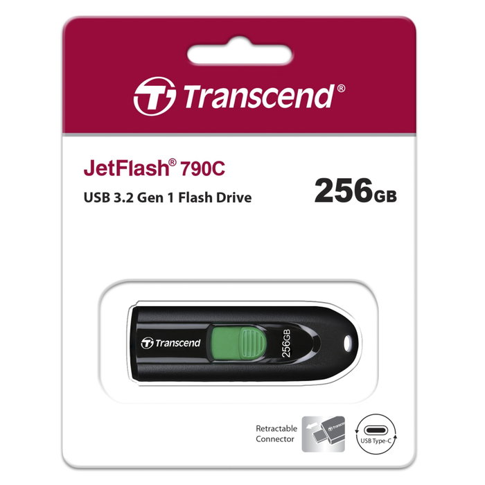 Transcend JetFlash 790C 256GB USB 3.2 Gen 1 Tipo C Negro