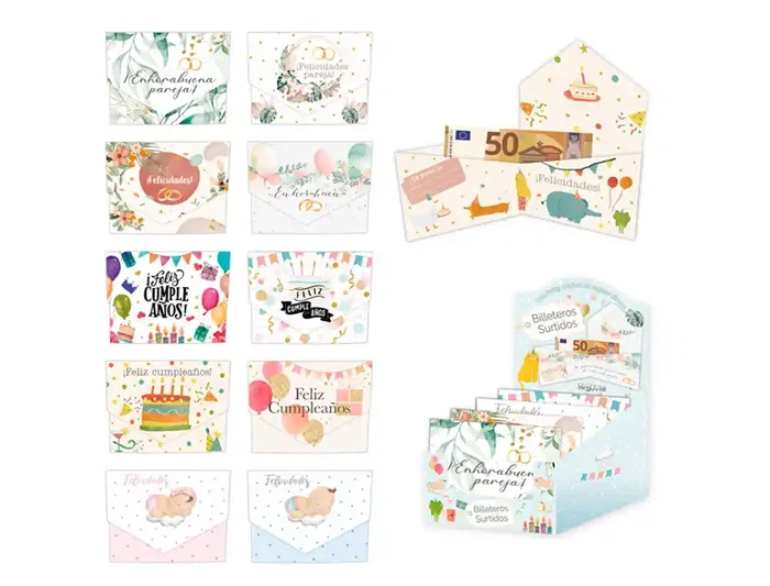 Arguval Billetero cierre surtido plata para felicitaciones (bebes, bodas, cumpleaños) - 11 x 8.5 cm Arguval Billetero cierre surtido plata para felicitaciones (bebes, bodas, cumpleaños) - 11 x 8.5 cm