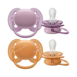 AVENT Chupete Ultra Soft 6-18 M Lila/Naranja Niña (2 Unidades)