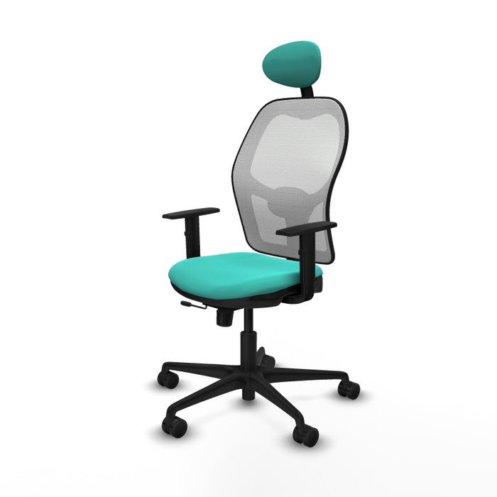 PIQUERAS Y CRESPO Silla de oficina Jorquera con mecanismo Sincro/Traslack, Turquesa y Blanco
